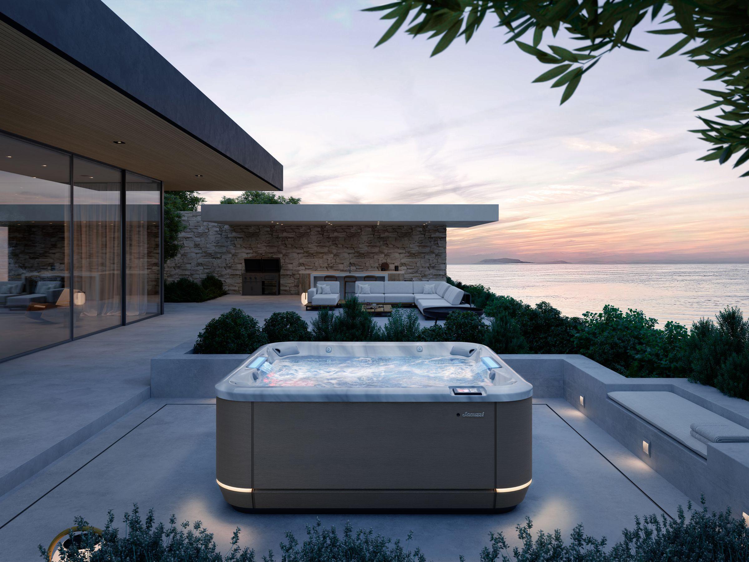 Jacuzzi J-508 hot tub in a seaside setting